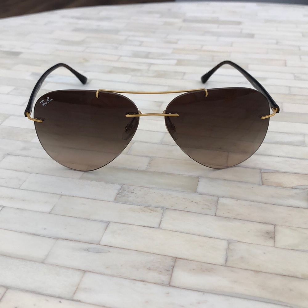 Ray Ban LightRay 8058 Rimless Aviator Sunglasses